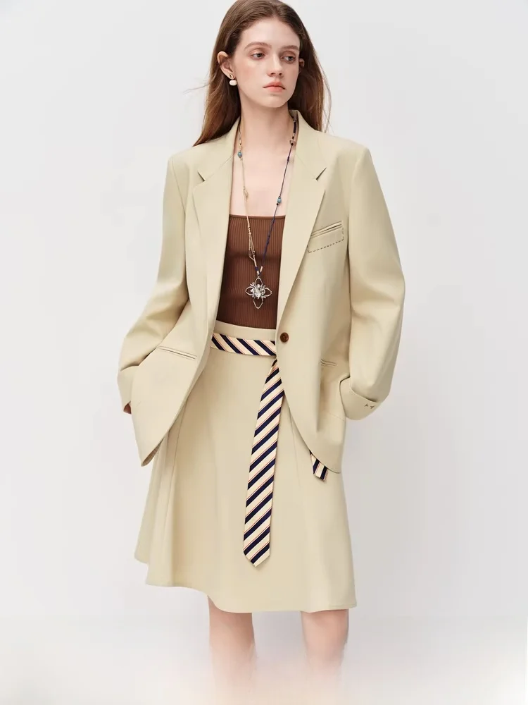 

Женский повседневный деловой костюм-двойка весна 2026: Новинка, легкий, профессиональный, для собеседований, винтажный стиль, однотонный