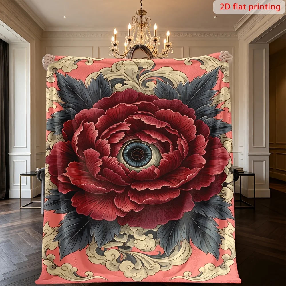Luxury Floral Peony Print Throw Blanket Sofa Couch Decor  Cozy Decorative Winter Plaid Bed Throw