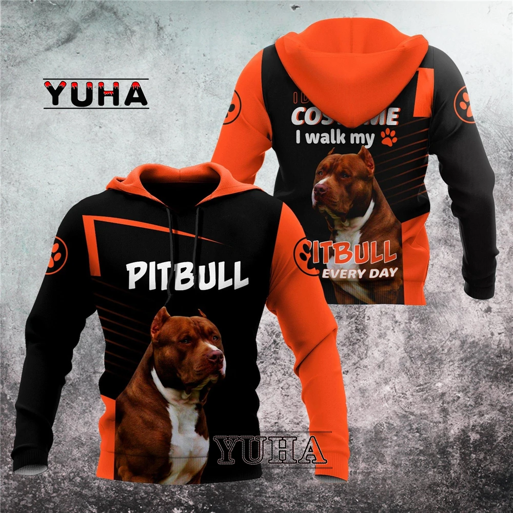 Pitbull animal dog men\'s hoodie 3D Gulf print men\'s autumn hoodie retro unisex casual pullover street coat sweater sportswear