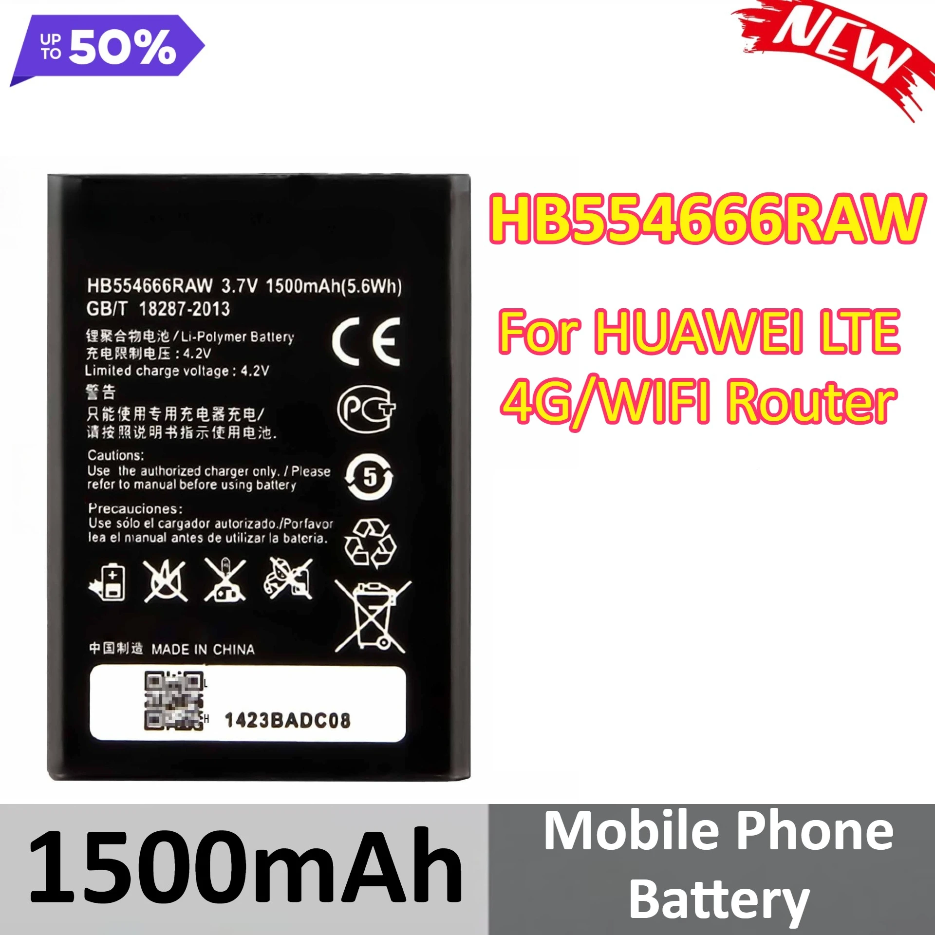 

1500mAh HB554666RAW Battery For HUAWEI LTE 4G/WIFI Router E5372 E5373 E5375 EC5377 E5330 Mobile Phone Battery