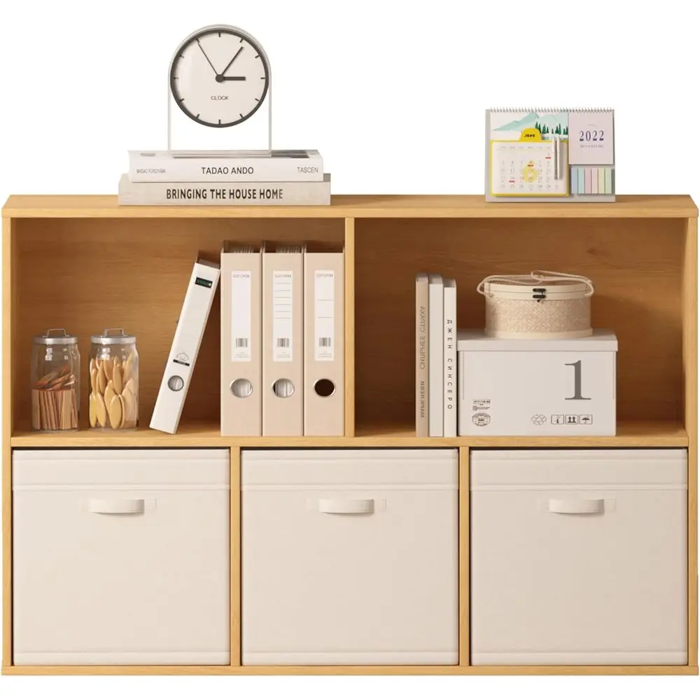 5 Cube Storage Organizer Bookshel, Closed Back Display Bookcase, Reversible Bookcase, Cubes Closet Organizer or Home, Living Roo