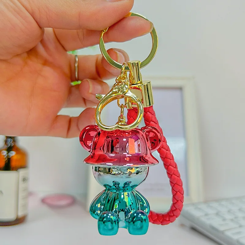 5pcs Colorful Bear Keychain Couples Gift Key Chain Animal Doll Key Ring For Bags Creative Fashion Cool Car Accessories Pendant