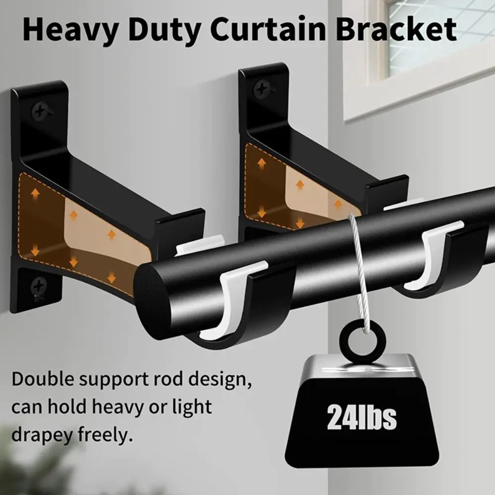 

Single Hang Curtain Rod Holder with Screws Heavy Duty Roman Rod Bracket Aluminum Alloy Curtain Fixing Clip Hook