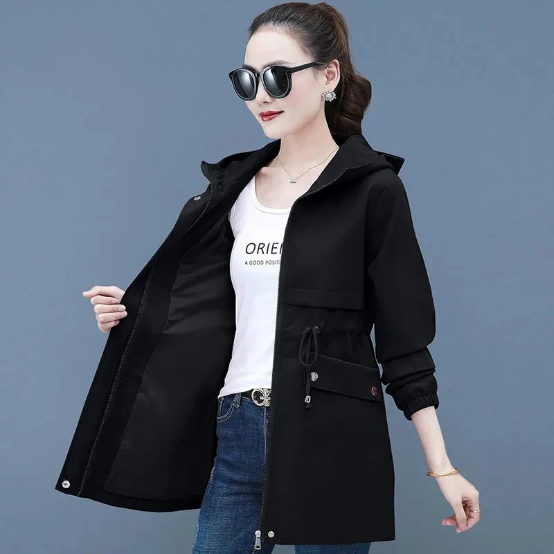 2023 neue Frühling Herbst Frauen Jacken Kapuze Wind jacke Basic Mantel lange Mäntel leichte Oberbekleidung Famale Cardigan Kleidung