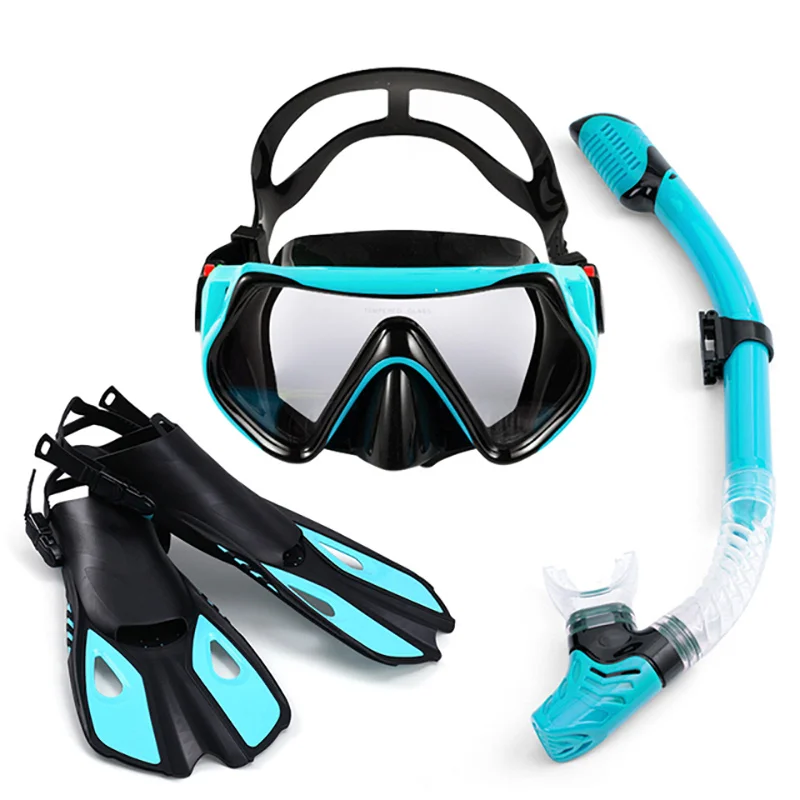 1+1+1 Professional Scuba Diving Mask Equipment Diving Glasses HD Anti Fog Scuba Mask Underwater Snorkeling Snorkel Flippers
