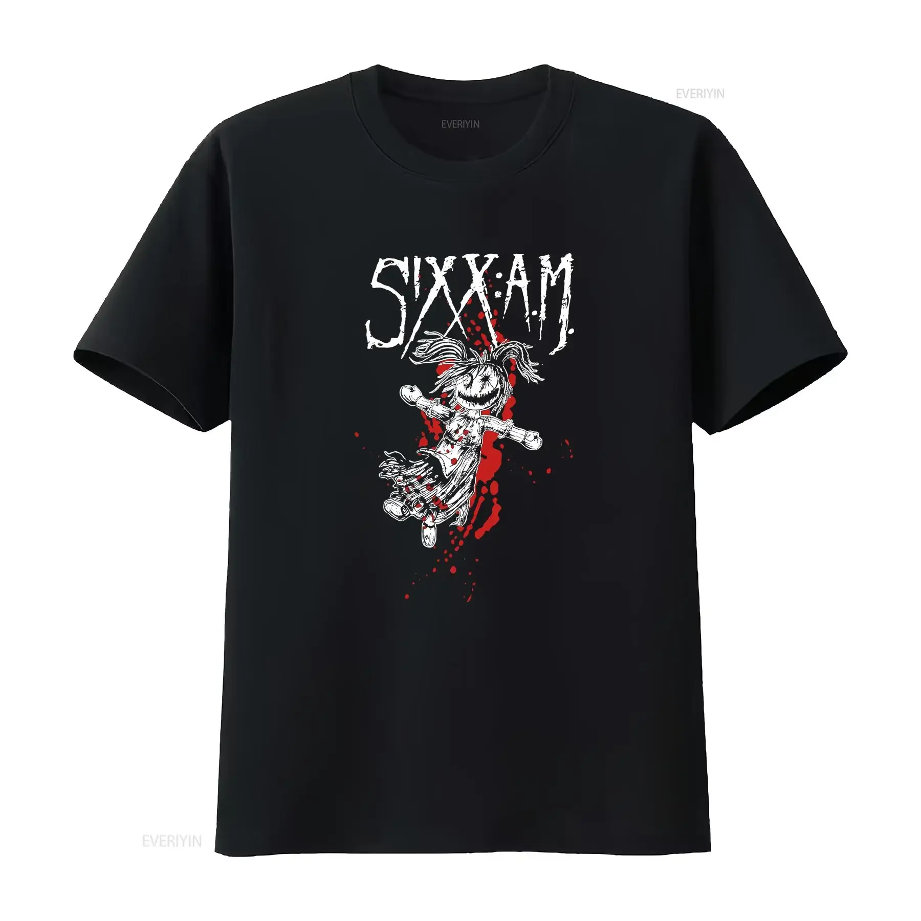 

Vintage Sixx AM Band Men T-shirt Black Cotton Tee All Size S-4XL Shirt Fan JJ827 vintage vintage Washed Casual homme Versatile