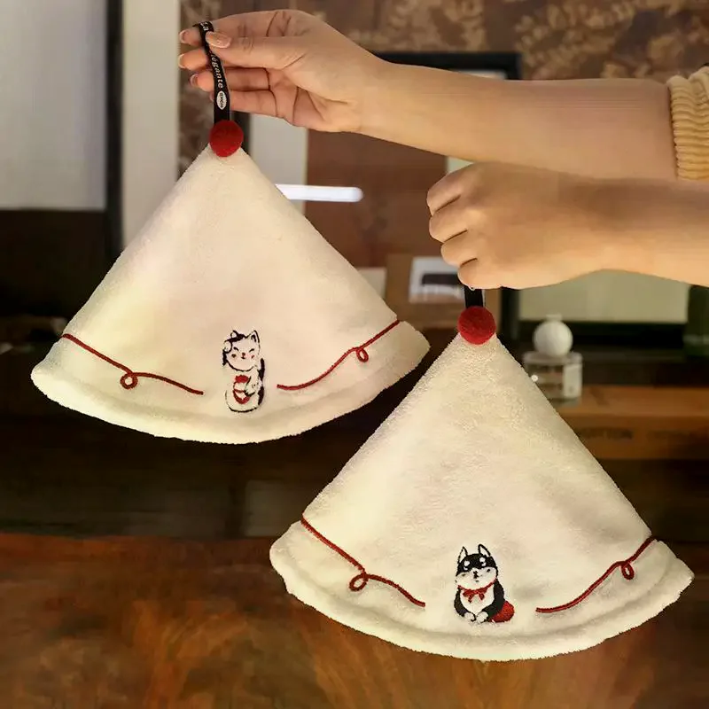 منشفة يد معلقة للحمام والمطبخ للأطفال الكبار سميكة ماصة لا تساقط التطريز تجفيف منشفة #2