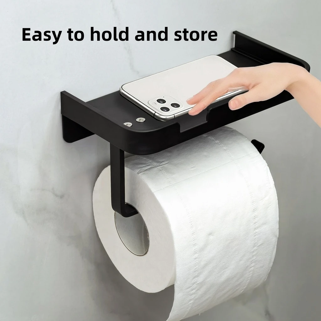 1piece Wall-Mounted Toilet Paper Holder No-Drill Easy-to-Install Tissue Rack Suitable for Bathrooms Part of Bathroom Accessories