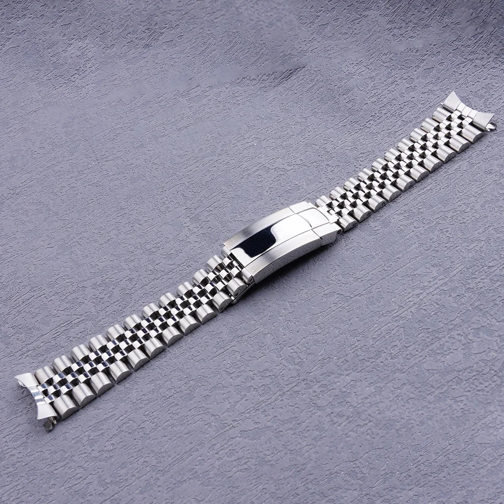 19mm Sliver Hollow Curved End Solid Screw Links Watch Band Jubilee Strap For Seiko 5 SNXS73 75 77 79