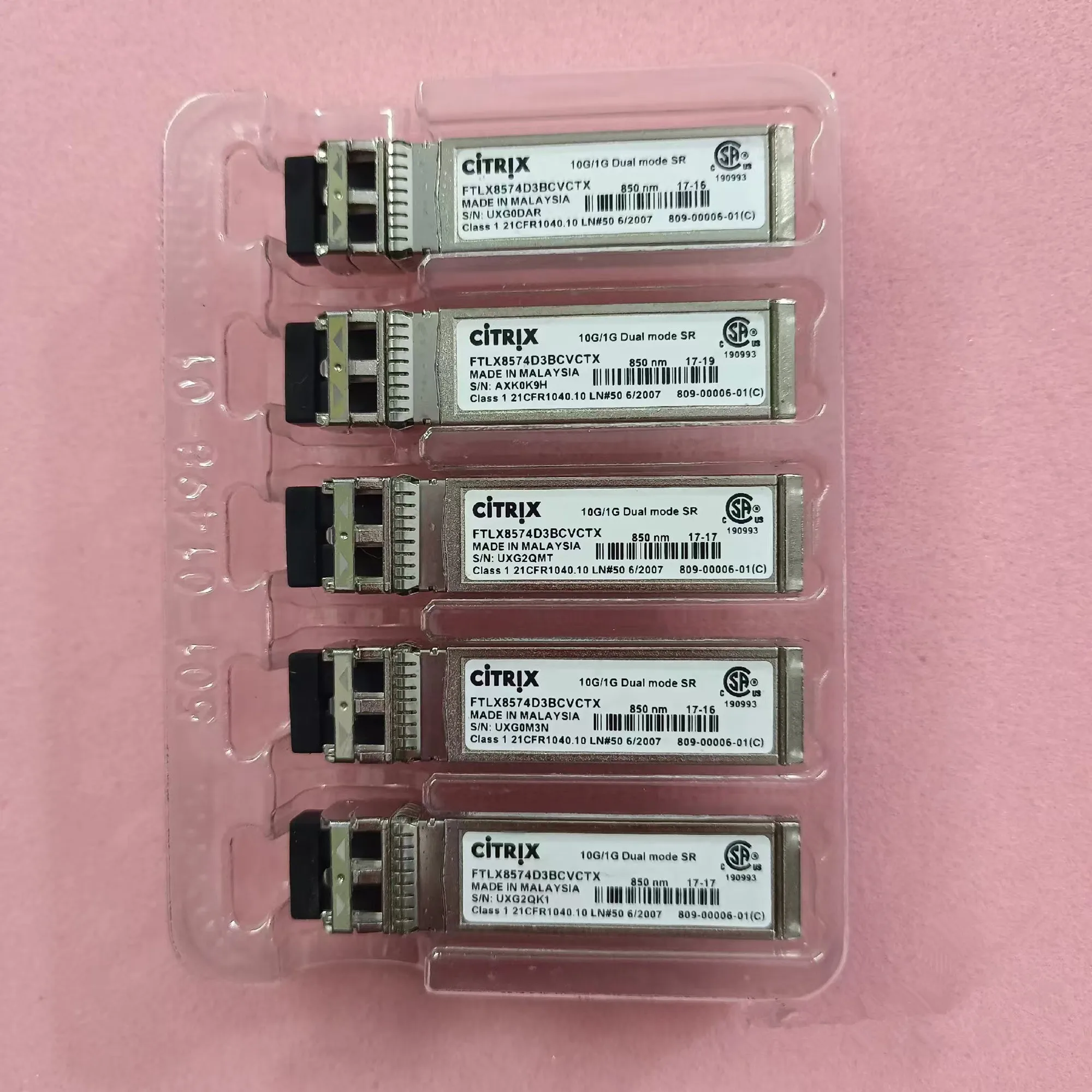 CITRIX SFP 10G Transceiver FTLX8574D3BCVCTX 10G/1G Dual Mode SR 809-00006-01 CITRIX SFP 850 NM Fiber optical