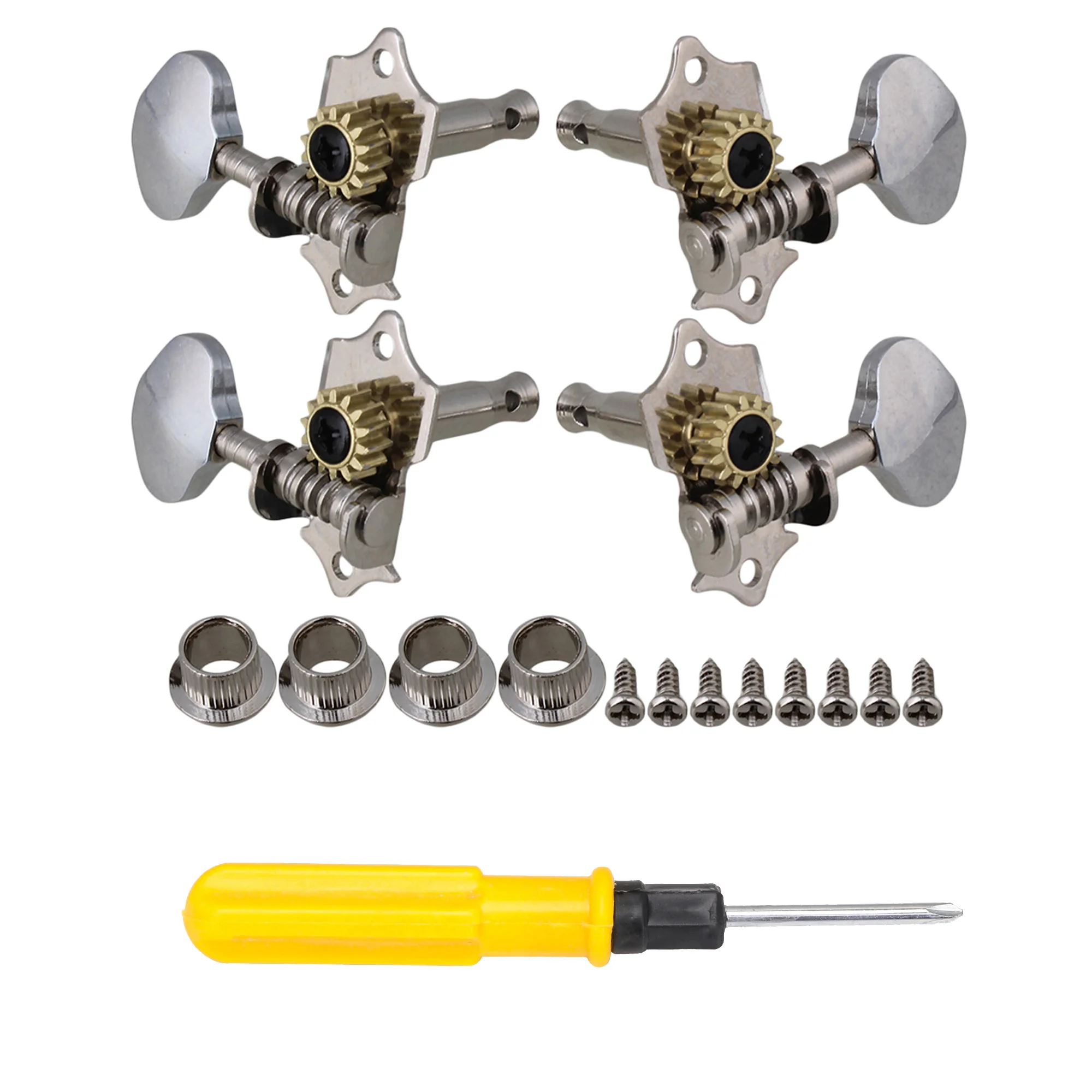 

YIBUY 5 шт. головок для укулеле из нержавеющей стали, серебристые, 2 левые, 2 правые, с винтами