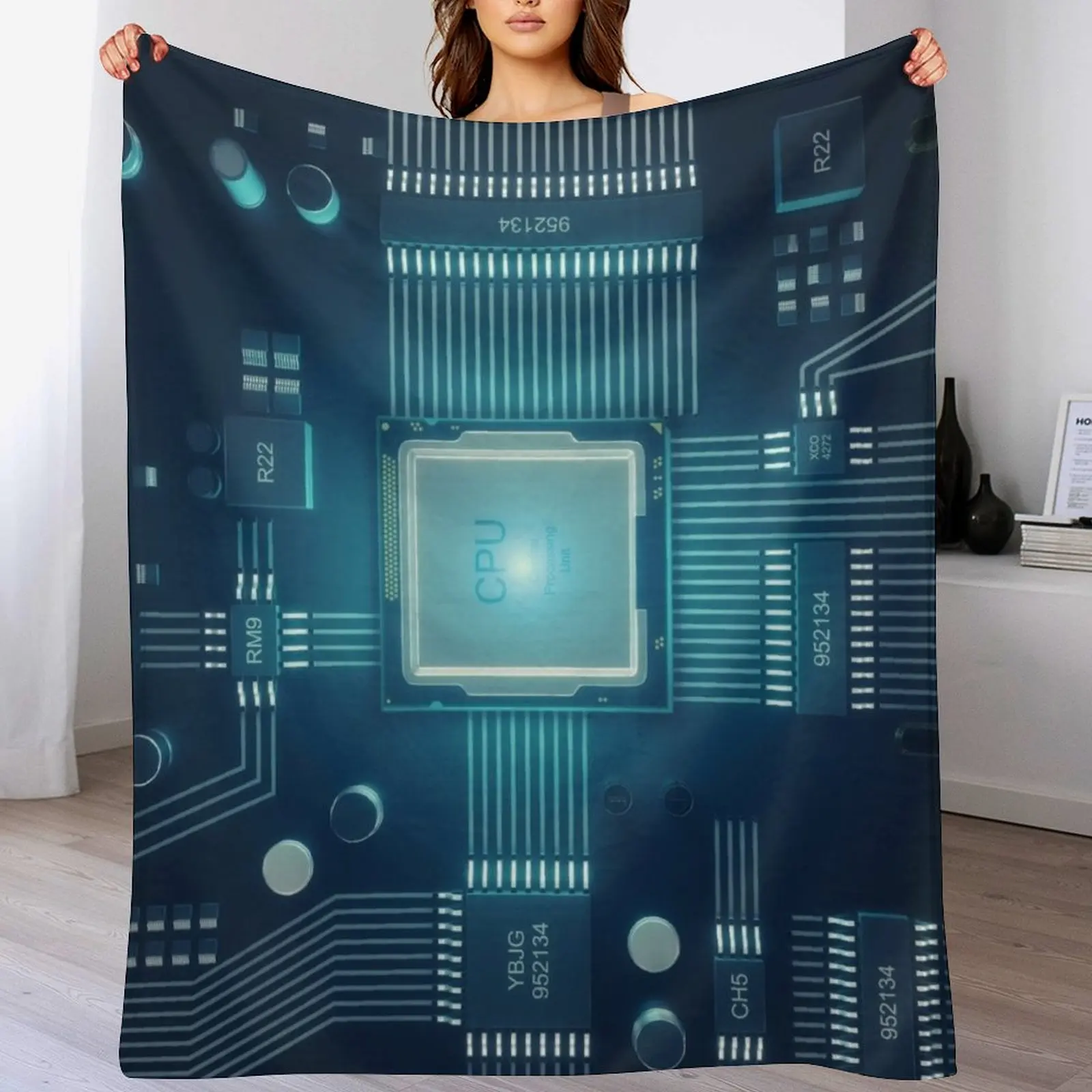 CPU Motherboard Throw Blanket Plaid Plaid on the sofa christmas gifts Moving Blankets