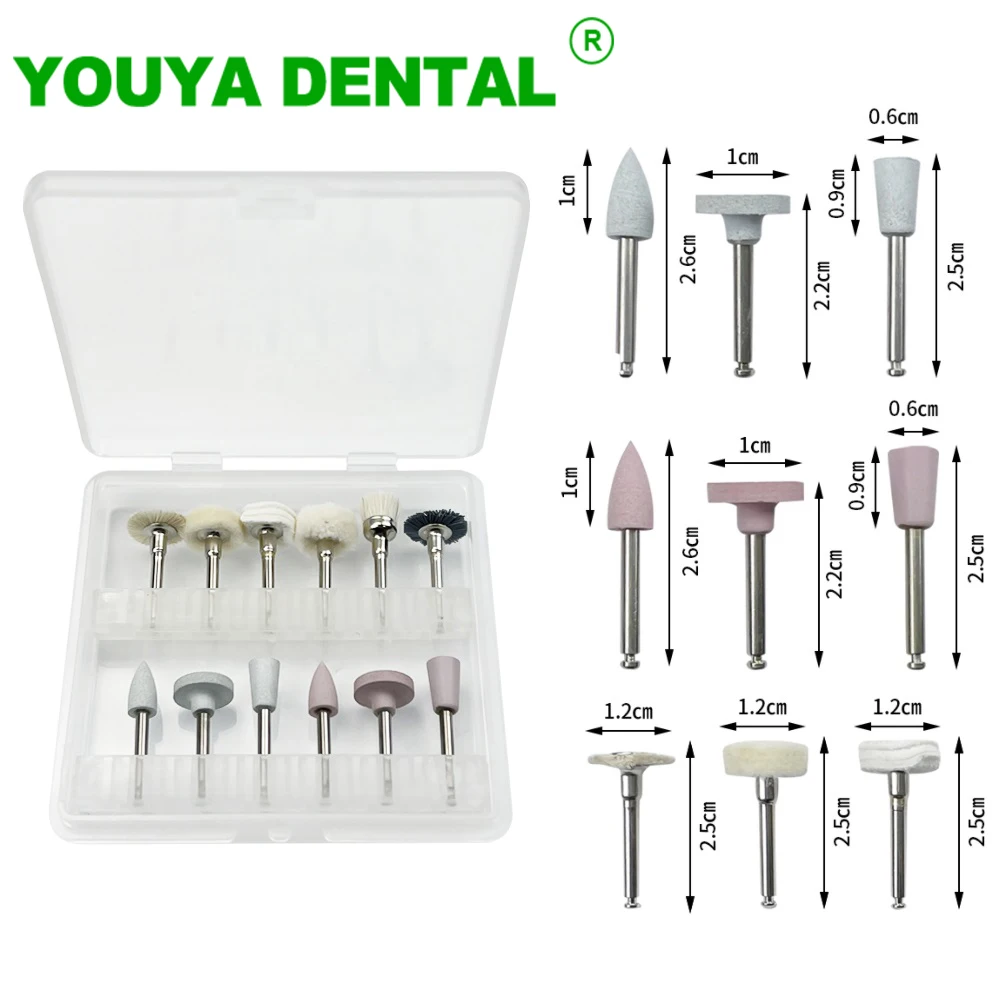 12pcs/Box Dental Polishing Kit For Low-Speed Handpiece Dentistry Porcelain Natural Teeth Nail Polish Tools Dentist Composite Set