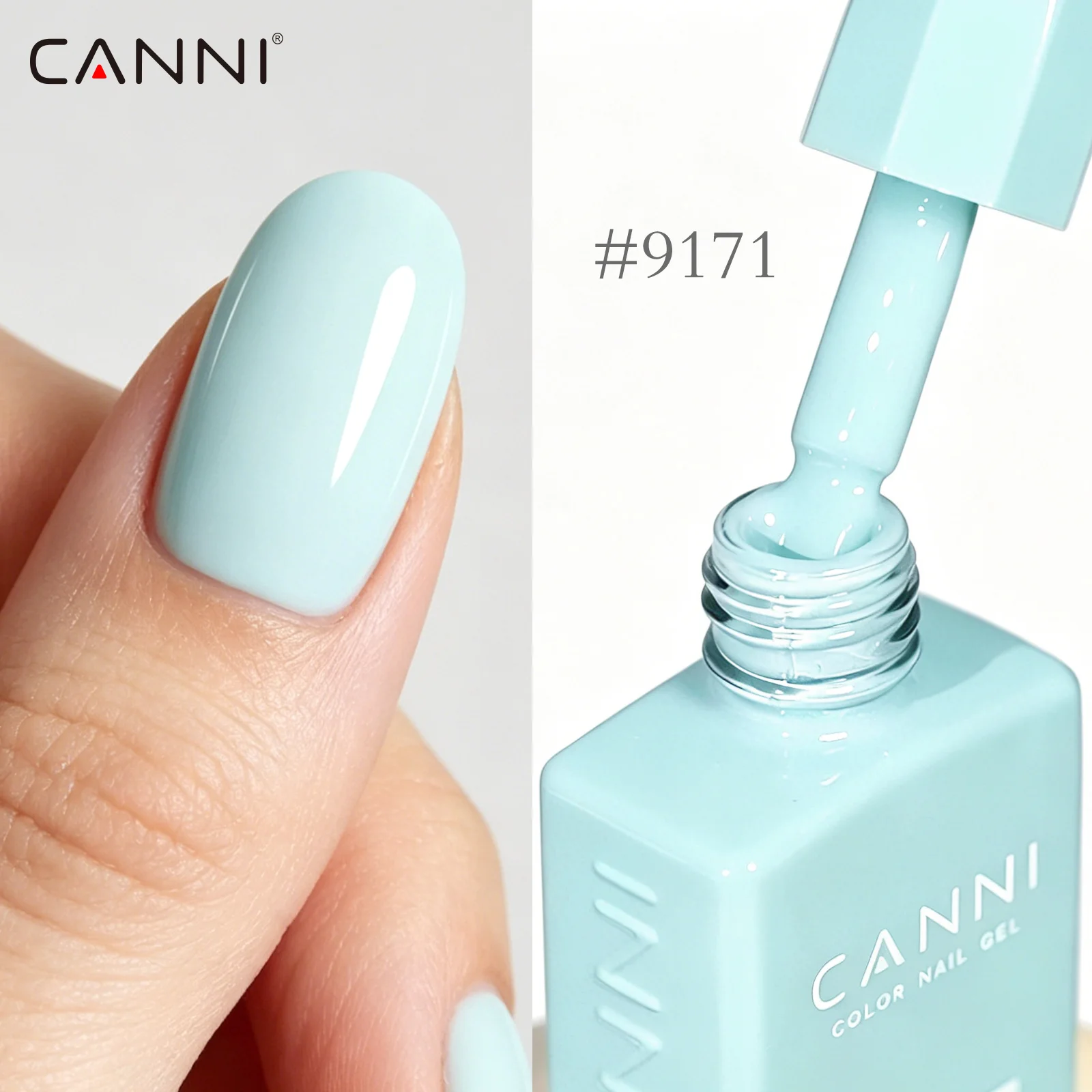 CANNI # 9171 Pastell-Mintblauer Gel-Nagellack Abziehbarer UV-LED Hellblauer Nagellack Langanhaltende Salon-Maniküre 9ml – Detail 3