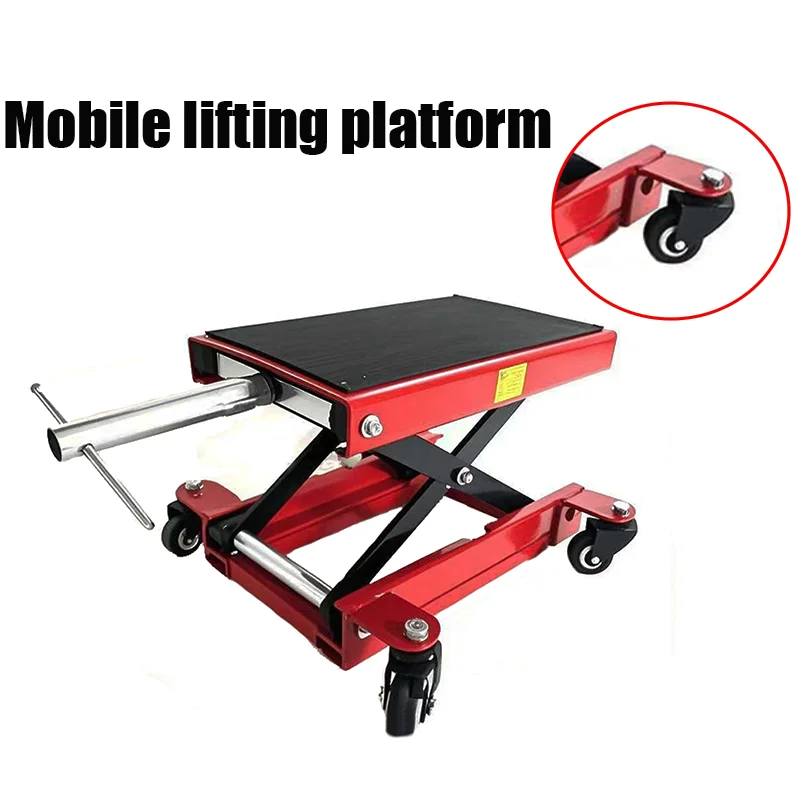 Motorcycle Lift 1100 LBS Motorcycle Lift Scissor Lift Jack with Dolly & Hand Crank Center Hoist Crank Stand for Motorcycle
