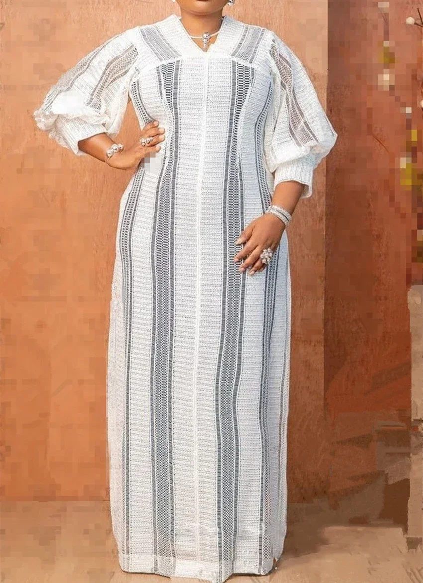 African Dresses For Women Elegant Hollow Out New Muslim Fashion Abayas Dashiki Robe Kaftan Long Maxi Dress One Piece 2023