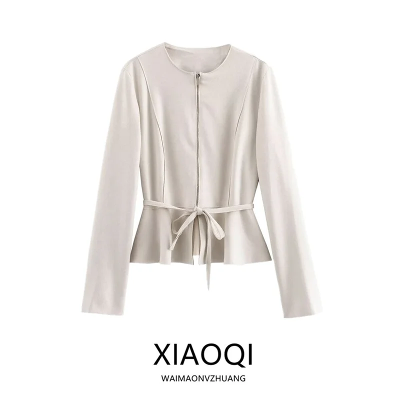 

Autumn 2024 New Women's ort Skirt Sle Jaet Outerwear Velvet Texture Effect Slim Fit Versatile Regular Length Outerwear