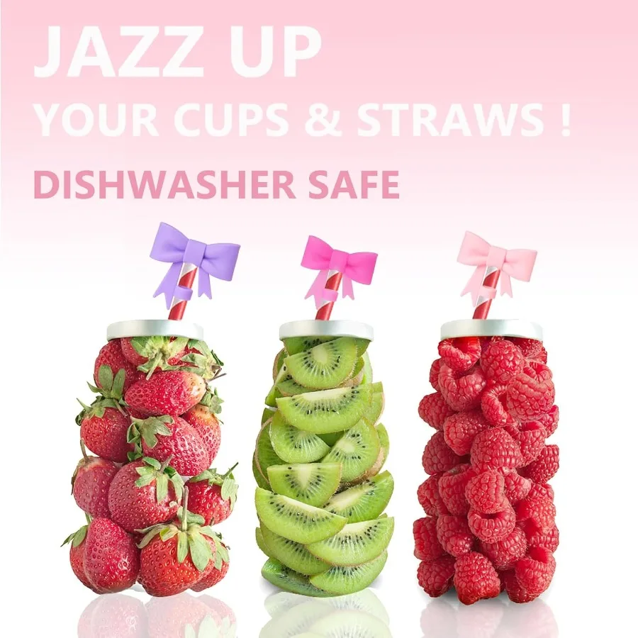 3 pçs clássico elegante arco palha enseada boné toppe compatível com stanley 30and40 oz copo copo reutilizável bonito canudos de silicone tampas