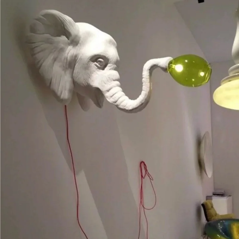 

Modern Fiberglass Elephant Shaped Sculpture Wall Lamp an Elegant and Fashionable Interior Home Decoration Item LED Lamp