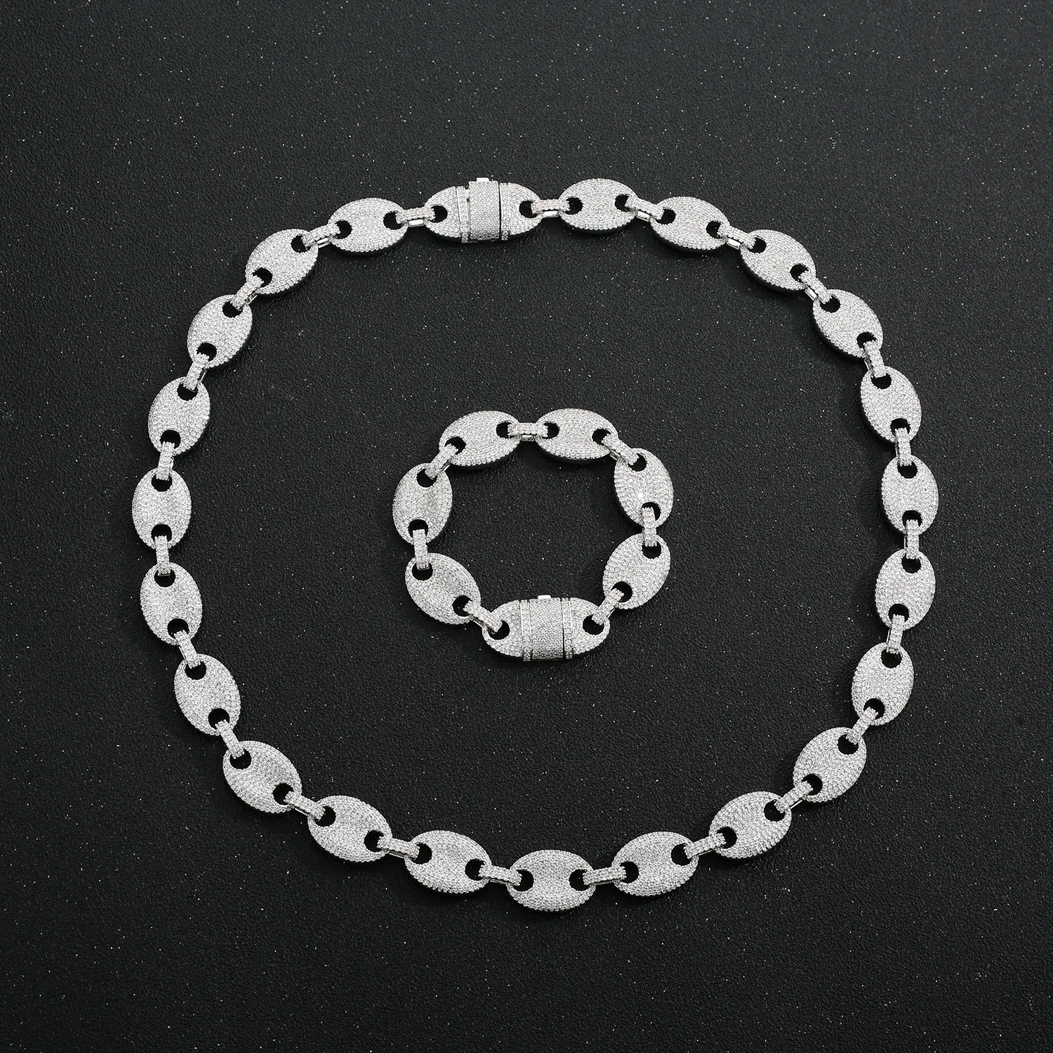 

New 20mm Luxury 3-Row Moissanite Zircon Cuban Chain Men's Necklace Silver Jewelry Hip Hop Rock Collar 16-24inch