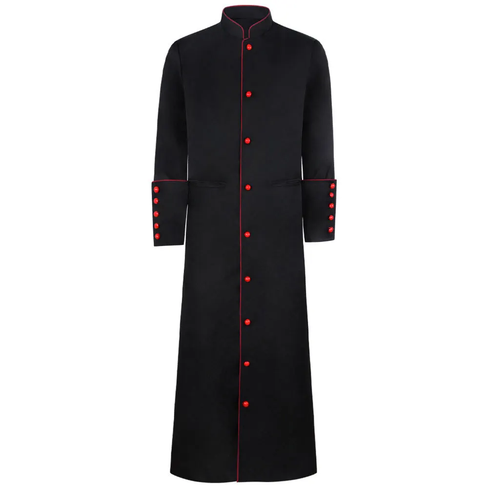 Halloween Men Church Medieval Prayer Robe Gown Retro Priest Missionary Cloak Long Coat Party Cosplay Costume Carnival Suit