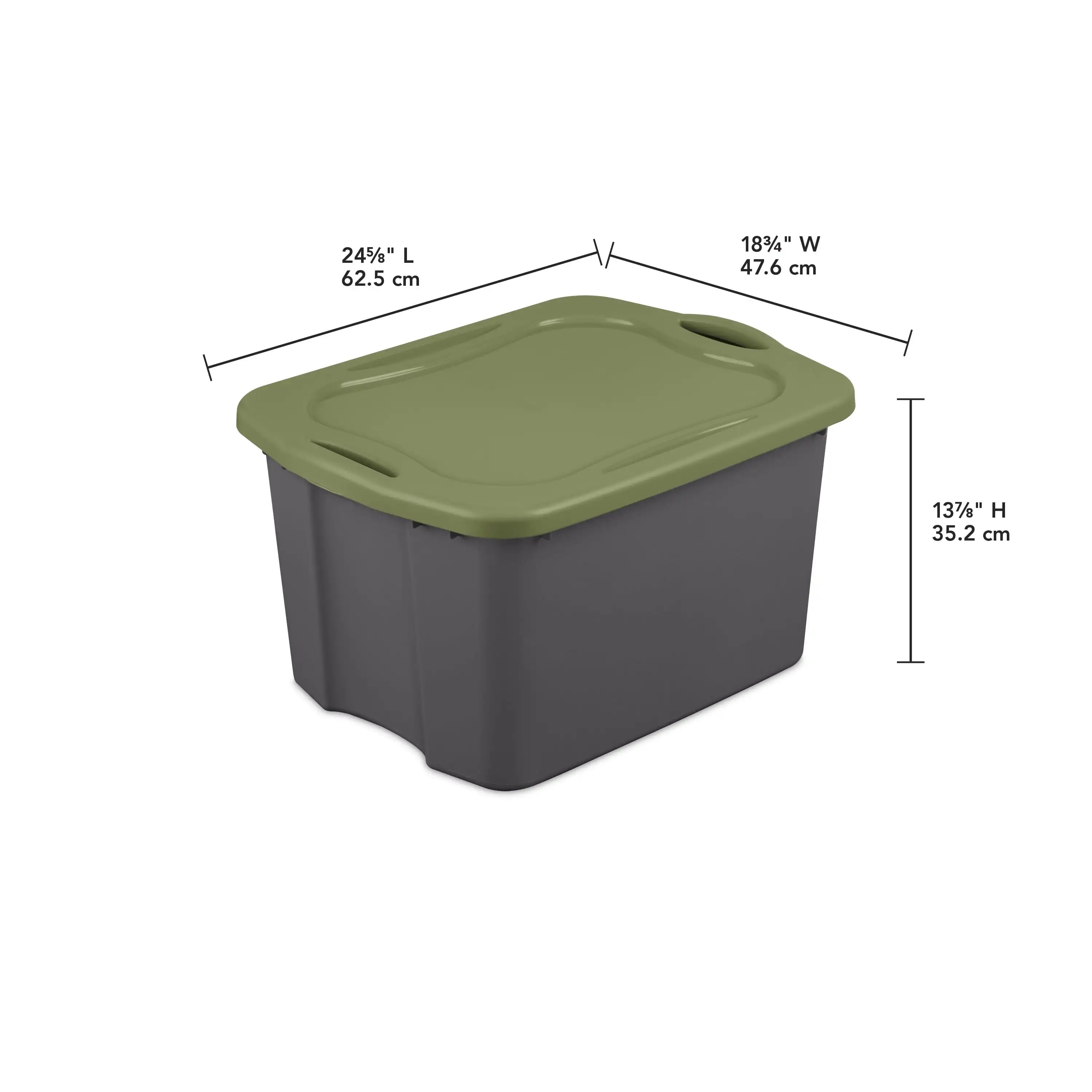 17.5 Gal. Carry Plastic Flat Gray Sage Legume Carry Through Handles Allow for Full Grip Access and Easier Portability