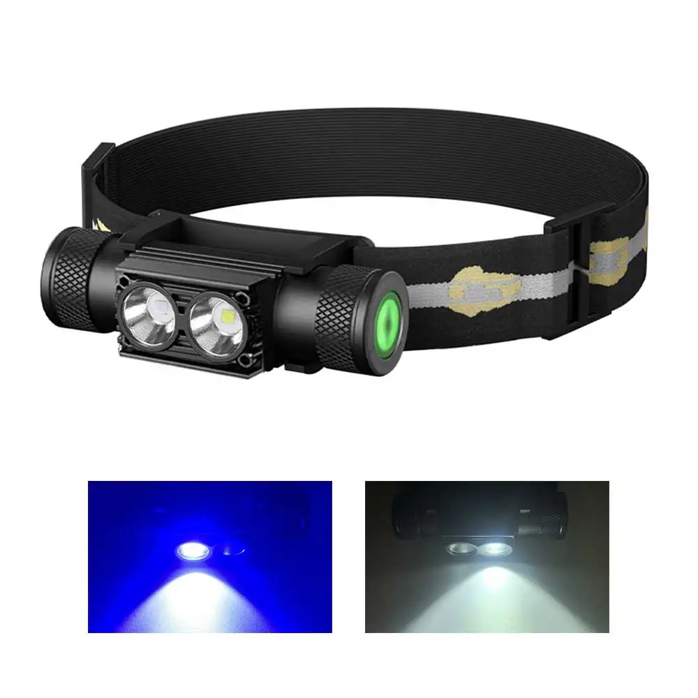 White Blue LED Headlamp Mini Flash night light fishing  High Power Headlight 18650 Type C USB Head Torch catch fish Flashlight