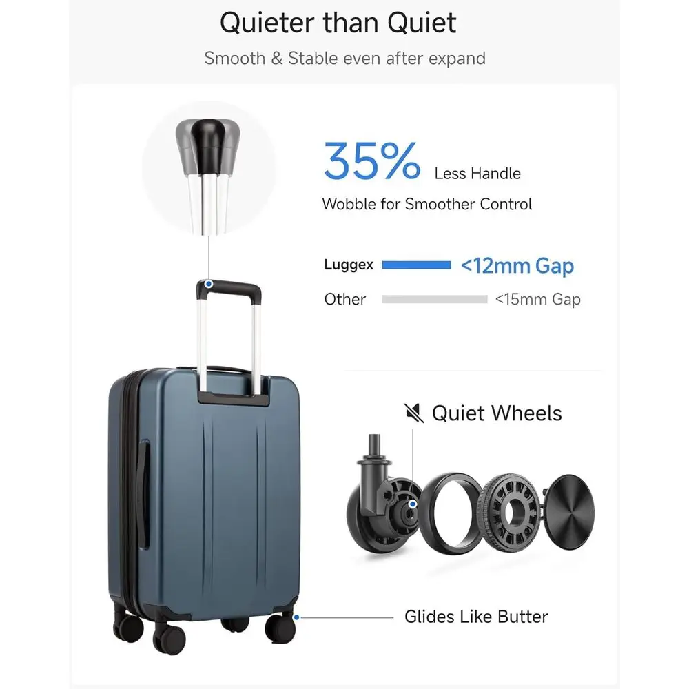 Mala de policarbonato expansível de 20 polegadas com bolso frontal, bagagem de mão, série FLO5, marrom-preto