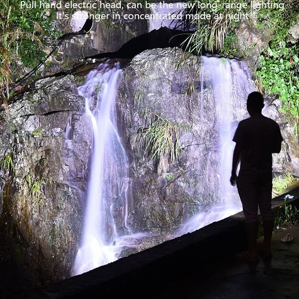 P160 9core LED Flashlight USB Rechargeable Torch Zoomable Lights with Side Red Powerful Power Bank Waterproof Tactical Lanterns