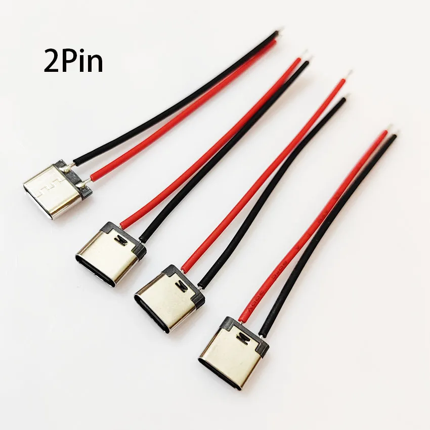 

5pcs Micro USB JACK Type-C 2Pin 2P Welding Wire Female Connector 180 Degree For Mobile Phone Charging Port Charging Socket