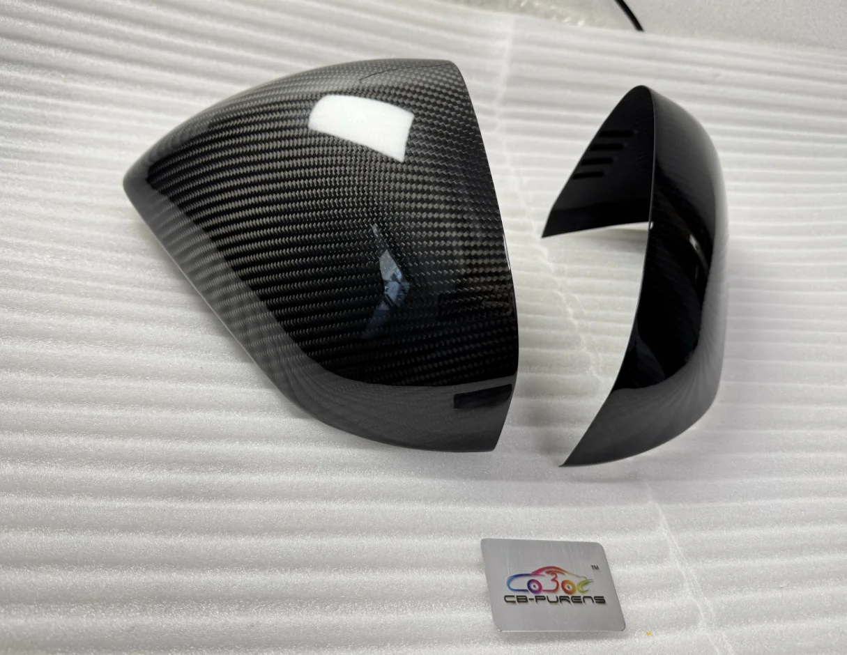 For Ford Mustang 2015-2022 European Version Add On Type Real Dry Carbon Fiber Rear View Mirror Cover Body Side Caps