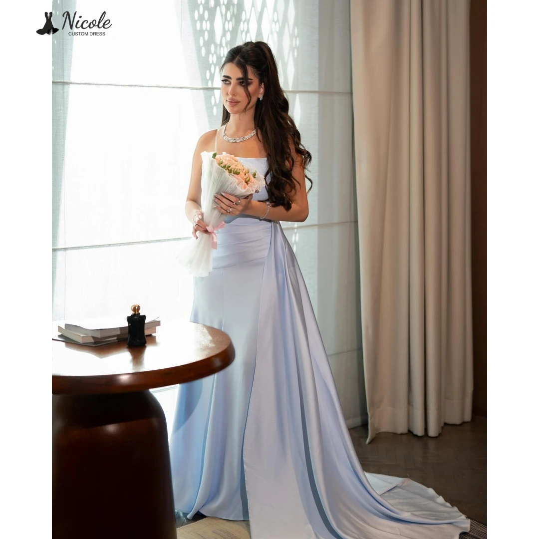 

Nicole Evening Dresses Elegant Party Dresses 2025 Custom Made Women's Evening Dress Woman Satin Cloth Line A Prom Gown Wedding
