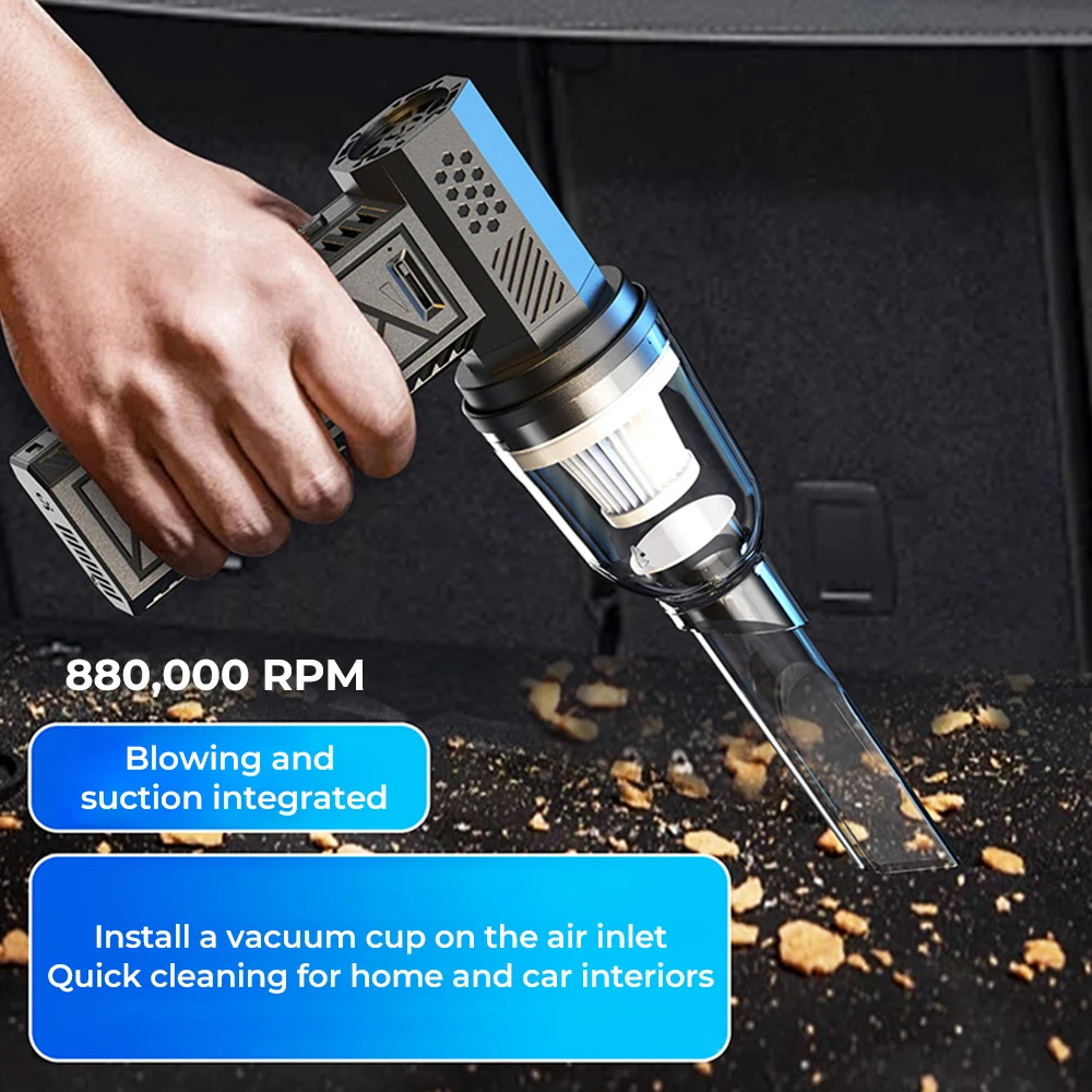 

880000 RPM Powerful Air Blower Portable Compressed Air Duster Vacuum Cleaner Cordless Duster Blower for Keyboard Computer Clean