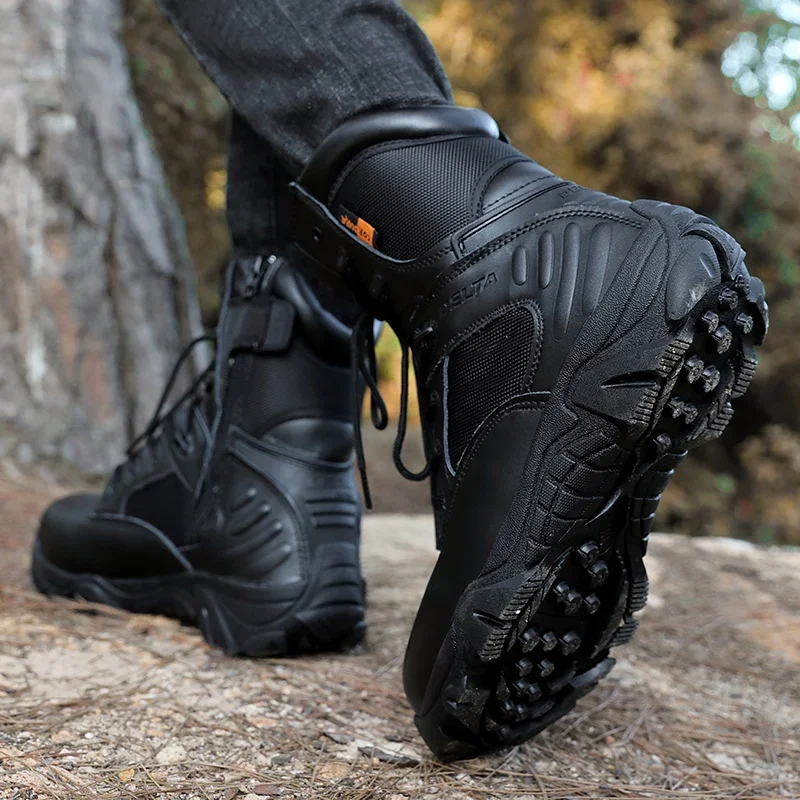 고품질 천연 가죽 소재의 새로운 남성용 오토바이 부츠, 하이탑 미끄럼 방지 하이킹 부츠, 하이킹 부츠, 아웃도어 사이클링 부츠