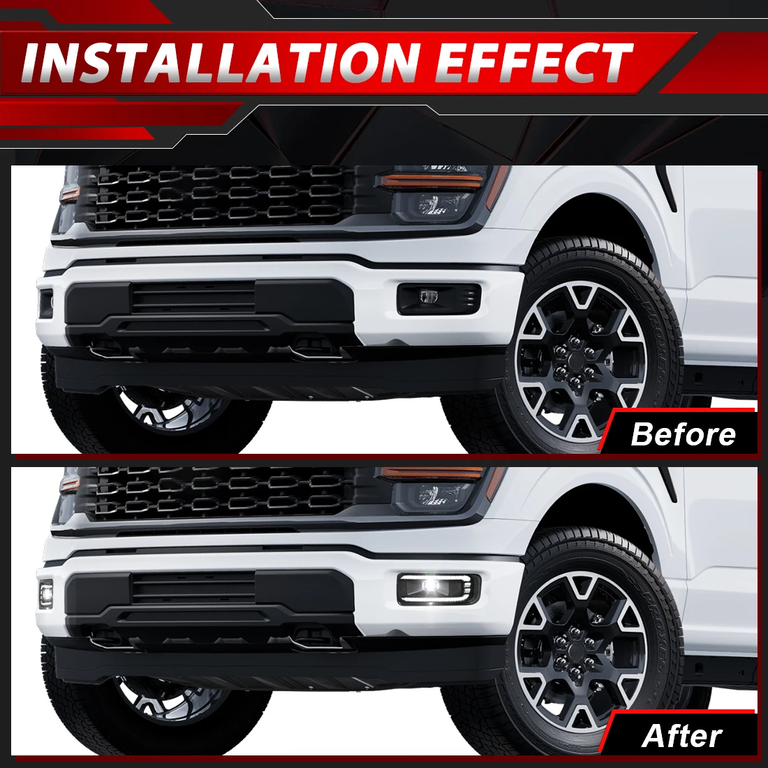 LED DRL Fog Lamp Kit For Ford F150 2024 2025 STX XL XLT Daytime Running Light Fog Lamp Assmebly DRL Turn Signal Driving Lamp 12V view 6