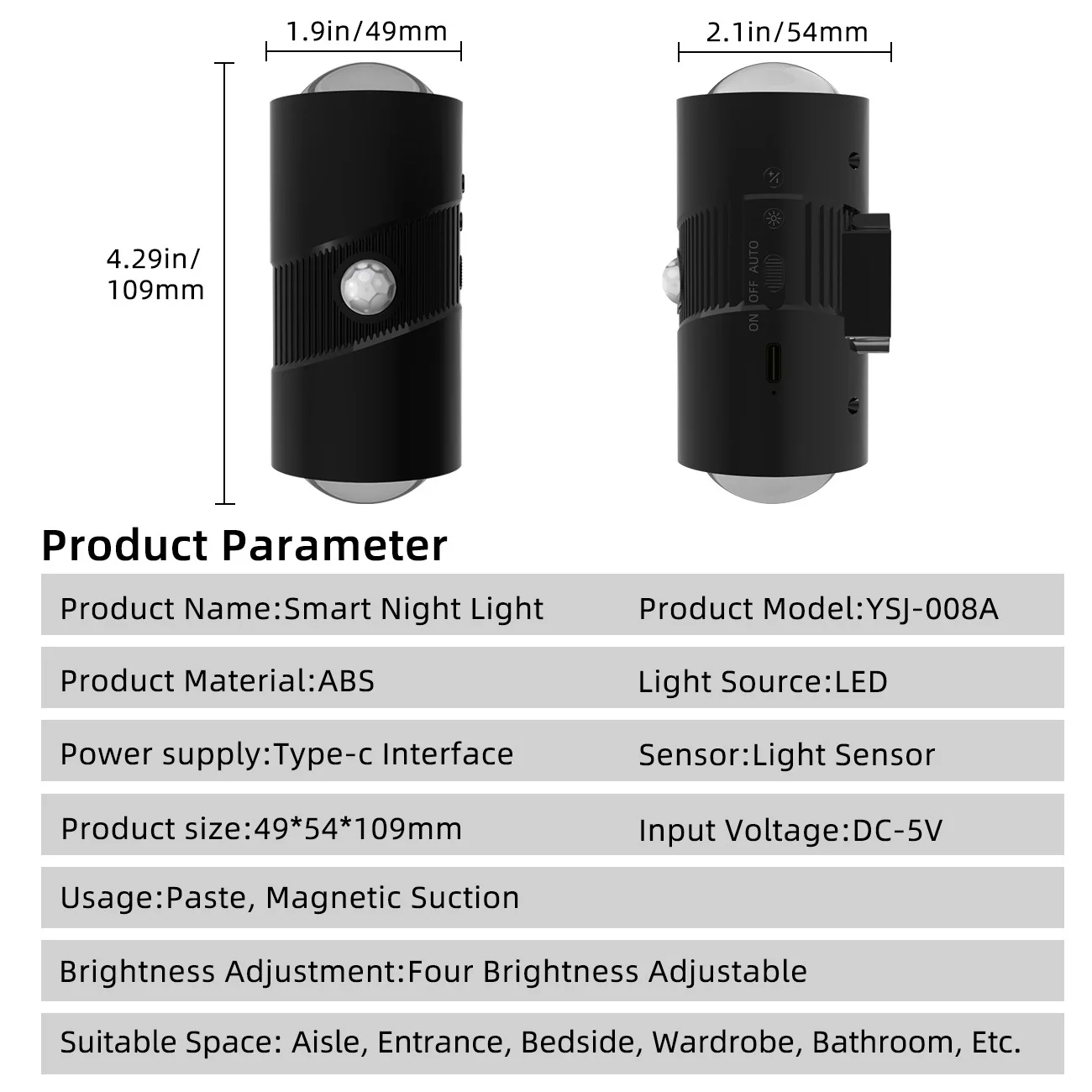 ضوء ليلي ذكي بمستشعر حركة بشري RGB، مصباح حائط مغناطيسي قابل لإعادة الشحن عبر USB ملون متدرج لغرفة النوم والممر #6