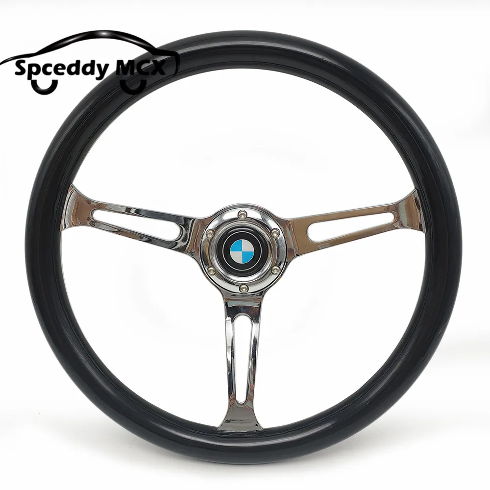 Thickened 15inch Mahogany Black Steering Wheel Car Sport Classic Solid Wood Steering Wheel 380mm