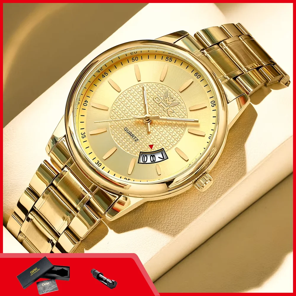 

OPK 6028 Men's Watches Steel Strap Waterproof Luminous Quartz Wristwatches Fashion Simplicity Brand Original Business Man Watch