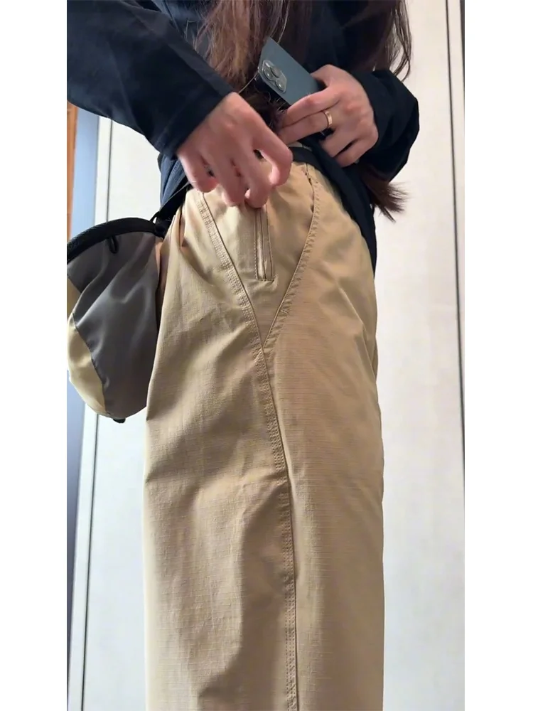 

Japanese Sle Multi-ket Work Pants Men's Spring Autumn Khaki Color Climbing Trousers Outdoor Sports Mountaineering Pants