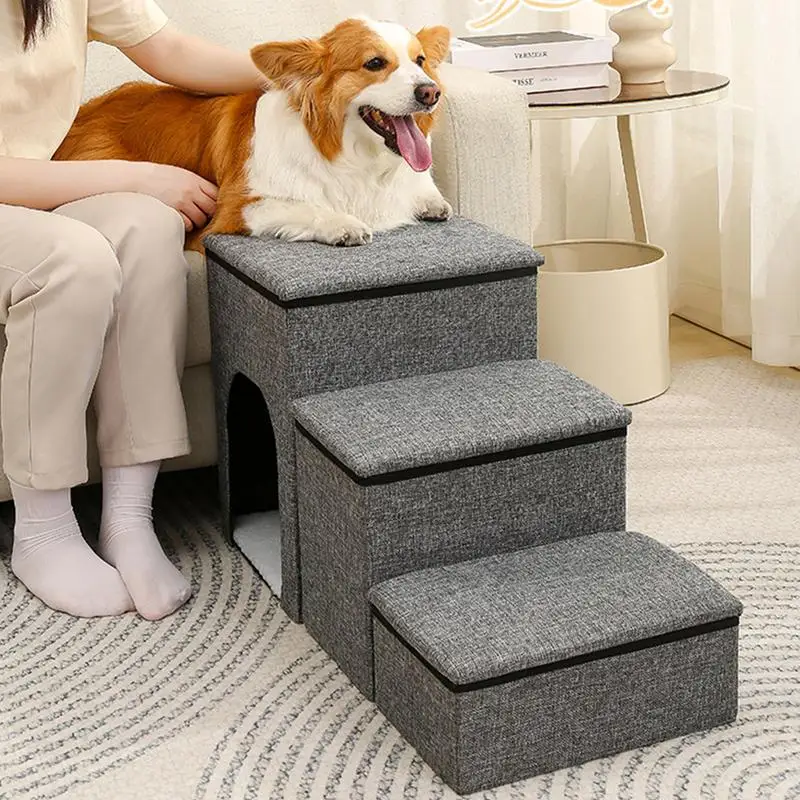 Dog Stairs To Bed Large Dog Dog Bed Steps 3-Step Portable Ramp Stairs For Couch Sofa And High Bed Climbing Non-Slip Balanced