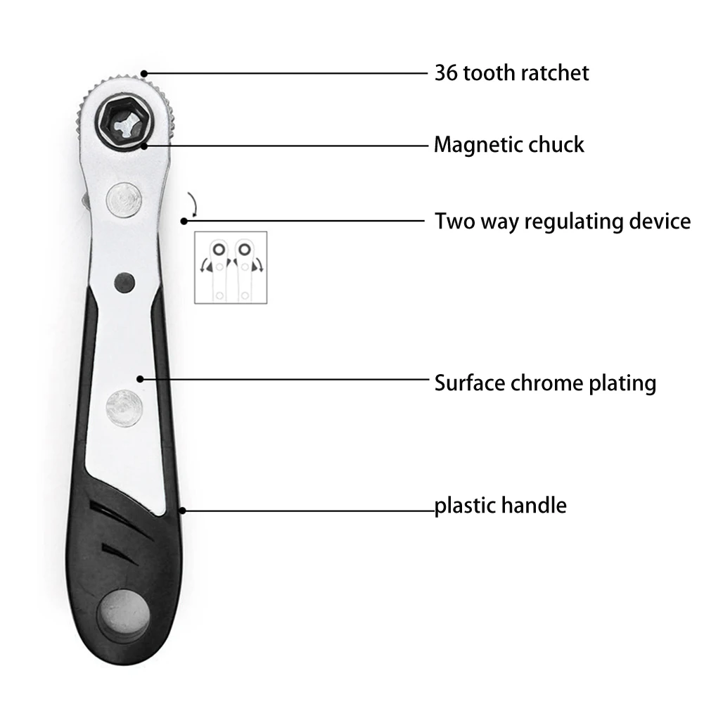 Ajustável Hexágono Ratchet Wrench, Quick Release, Soquete Repair Tools, Cabeça única ou dupla Chave De Fenda, Brocas Ferramenta, 1/4 \