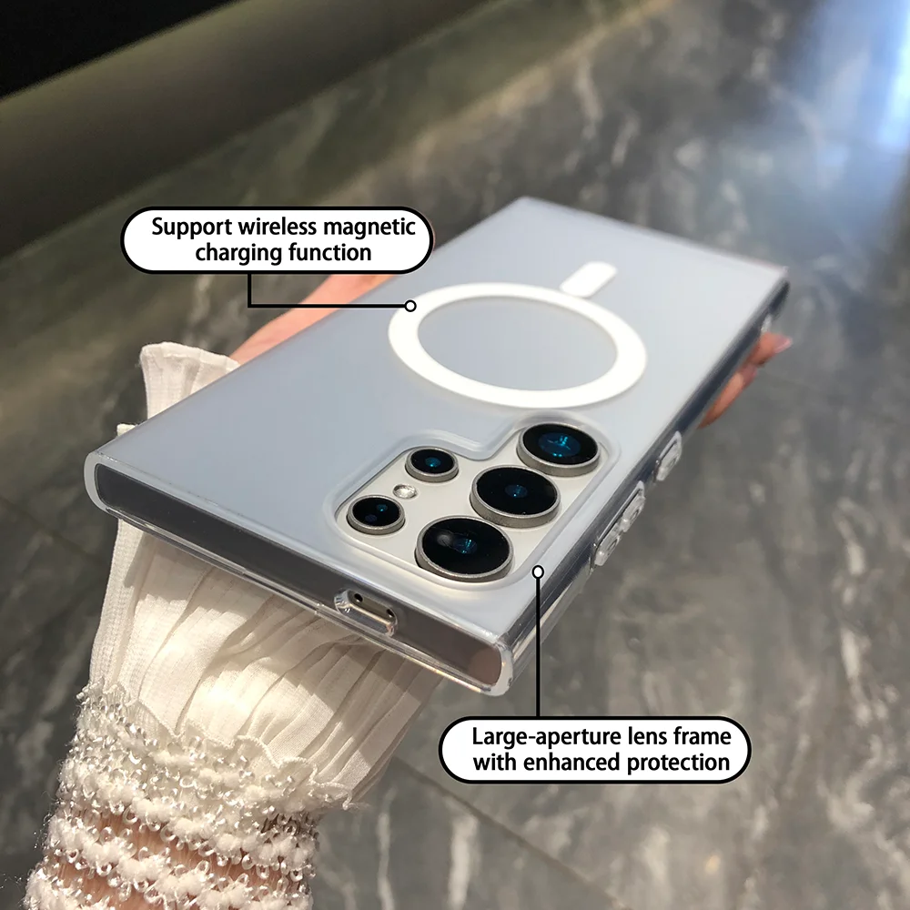 Eenvoudige kleur zilveren mobiele telefoon hoge temperatuur magneet is geschikt voor Samsung Galaxy S25 S24 Ultra Plus schokbestendig.S25 S24