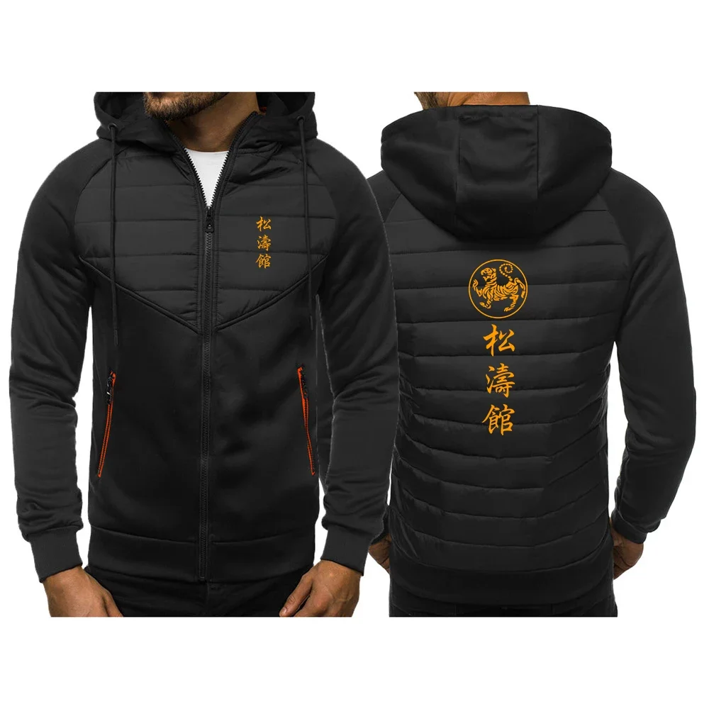 2024 Shotokan Karate New Tricolor Hooded Men Spring and Autumn Jacket Casual Slim Comfortable Patchwork Zipper Versatile Tops