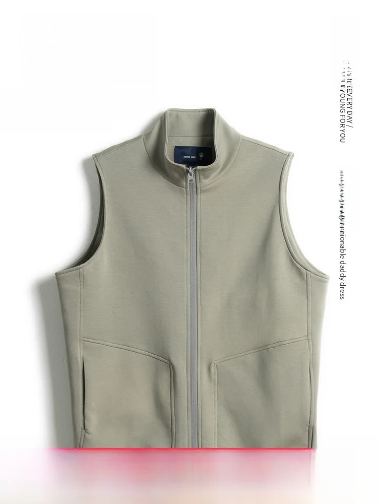 

Loose Fit Stand Collar Vest for Middle-Aged And ly Men Spring Autumn Cotton Polyester Blend Faion Urban Sle andpa ...