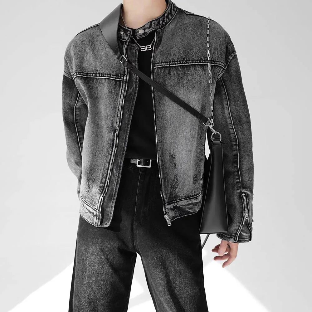 

Autumn Men's Solid Color Long-Sleeved Denim Jacket American Retro Fashion Trend High Street Loose Casual Niche Men's Tops 2025