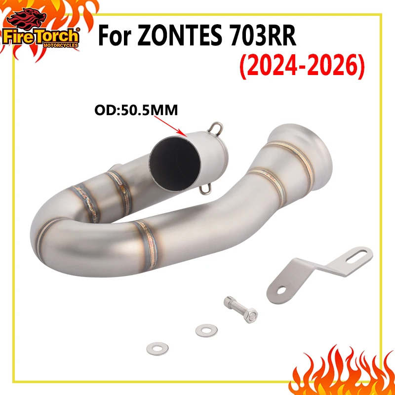 

Slip On For ZONTES 703RR 703 RR 2024 2025 2026 Motorcycle Exhaust Escape Modified Muffler Middle Link Pipe 51mm Connecting Tube