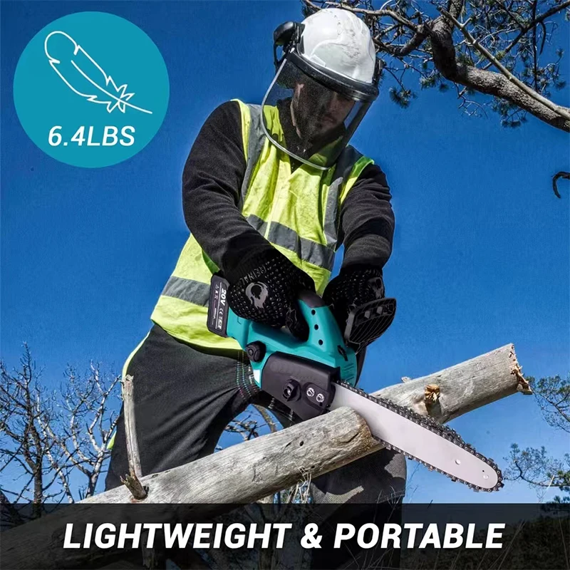 12 Inch Brushless Chainsaw Two Battery Sets with Case Cordless Electric Chain Saw Garden Pruning Saw Power Tools Wood Saw