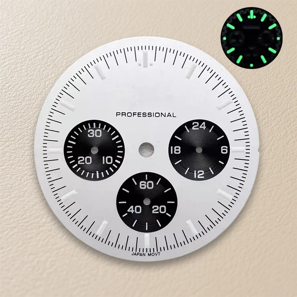 New S Logo 32.5mm Dial Fit VK63 Movement Green Luminous Speed Dial Watch Modification Accessories view 4