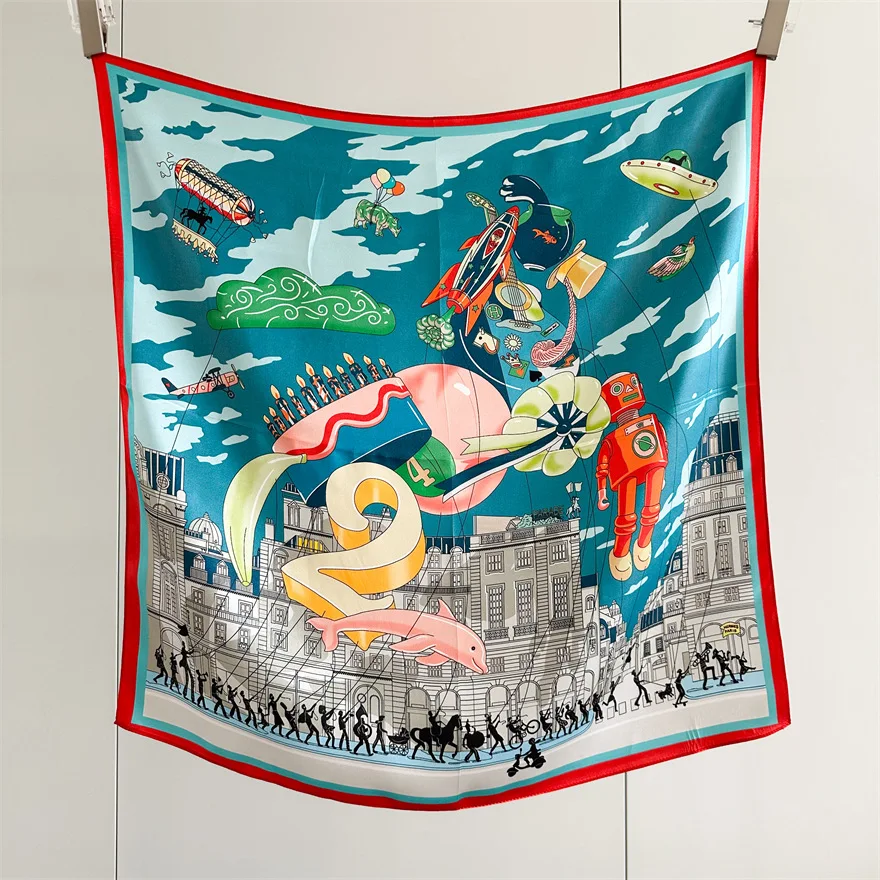 

Spring Silk Scarf Women Soft Scarfs Luxury Foulards Femme Head Neck Bandana Belt Bag Accessories Mother Gift