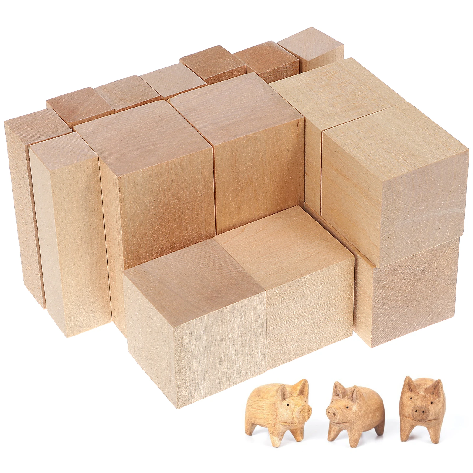 

15 Pcs Wood Block Carving Unfinished Small Craft Blank Wooden Beige Rectangle Pieces for Crafts Durable Smooth Ideal Techniques
